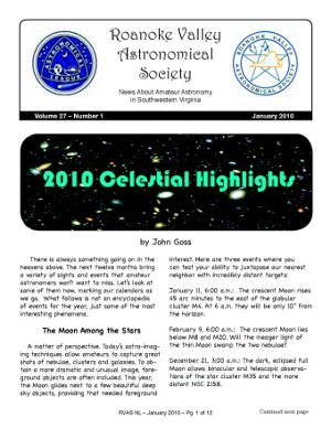 January 2010 RVAS Newsletter