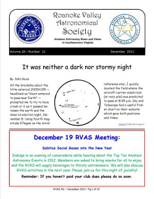 December 2011 RVAS Newsletter