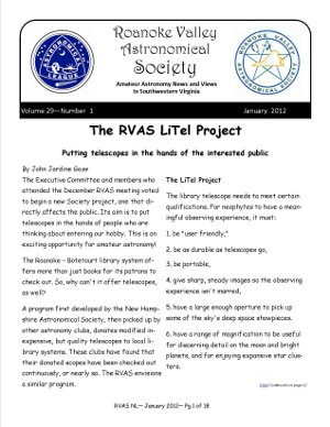 January 2012 RVAS Newsletter