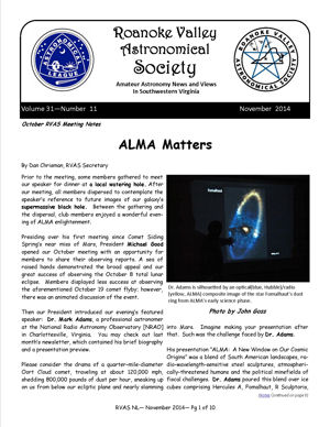November 2014 RVAS Newsletter